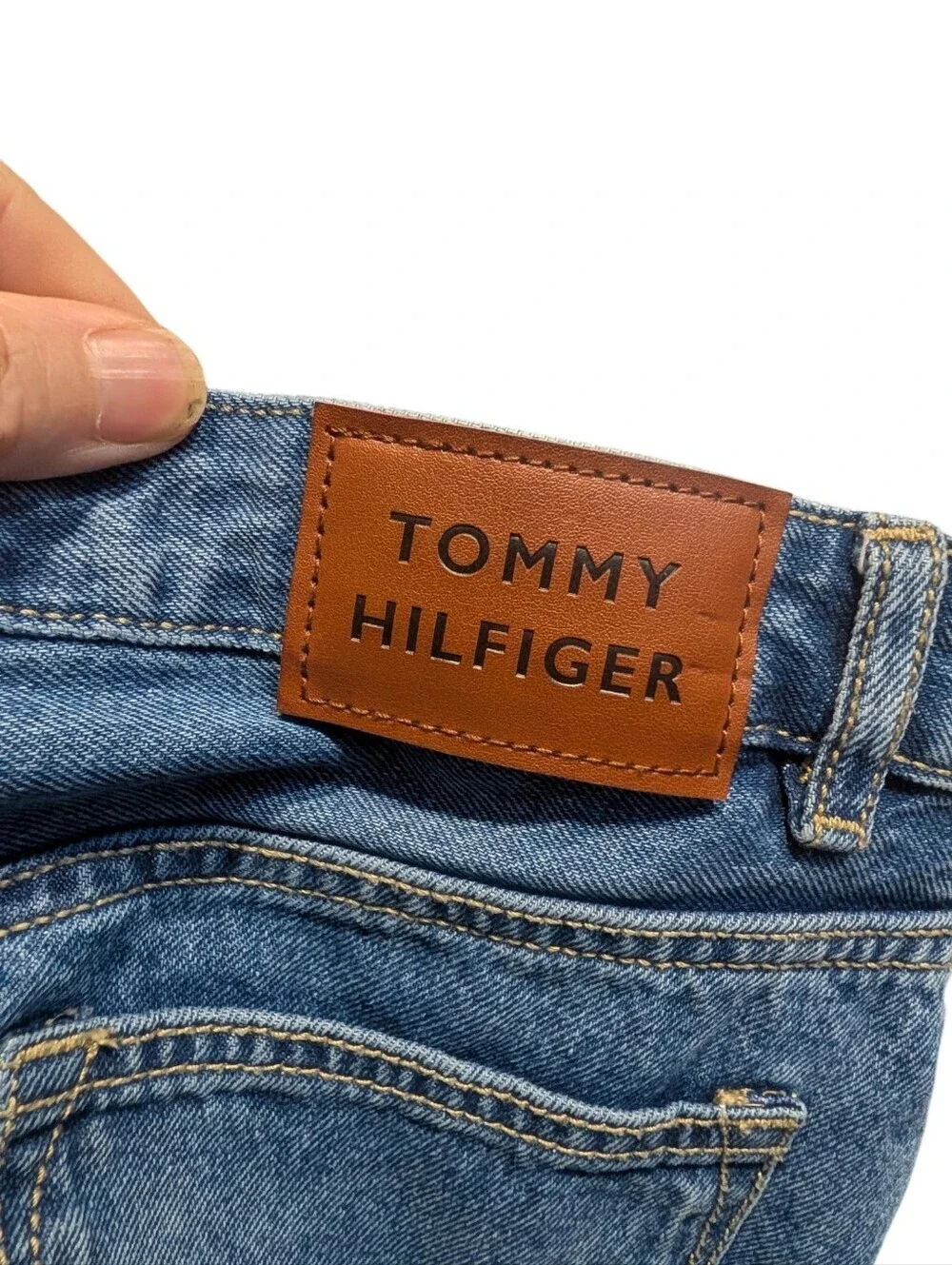 Tommy Hilfiger Girls Size 16 Denim Midi Skirt A-Line Front Slit 100% Cotton